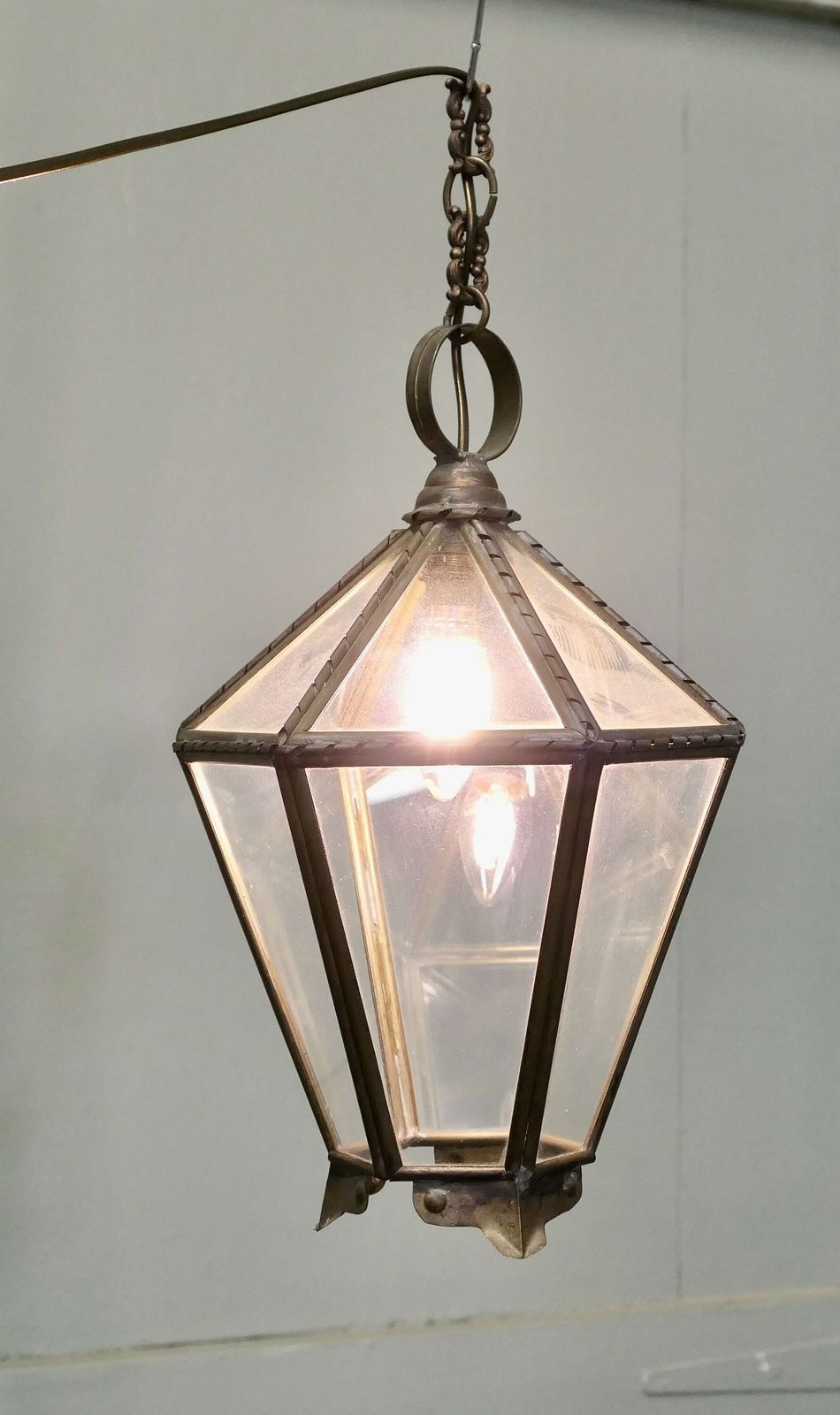 Arts And Crafts Brass & Glass Hall Lantern A Lovely Age Darkened Brass Lantern photo Lighting