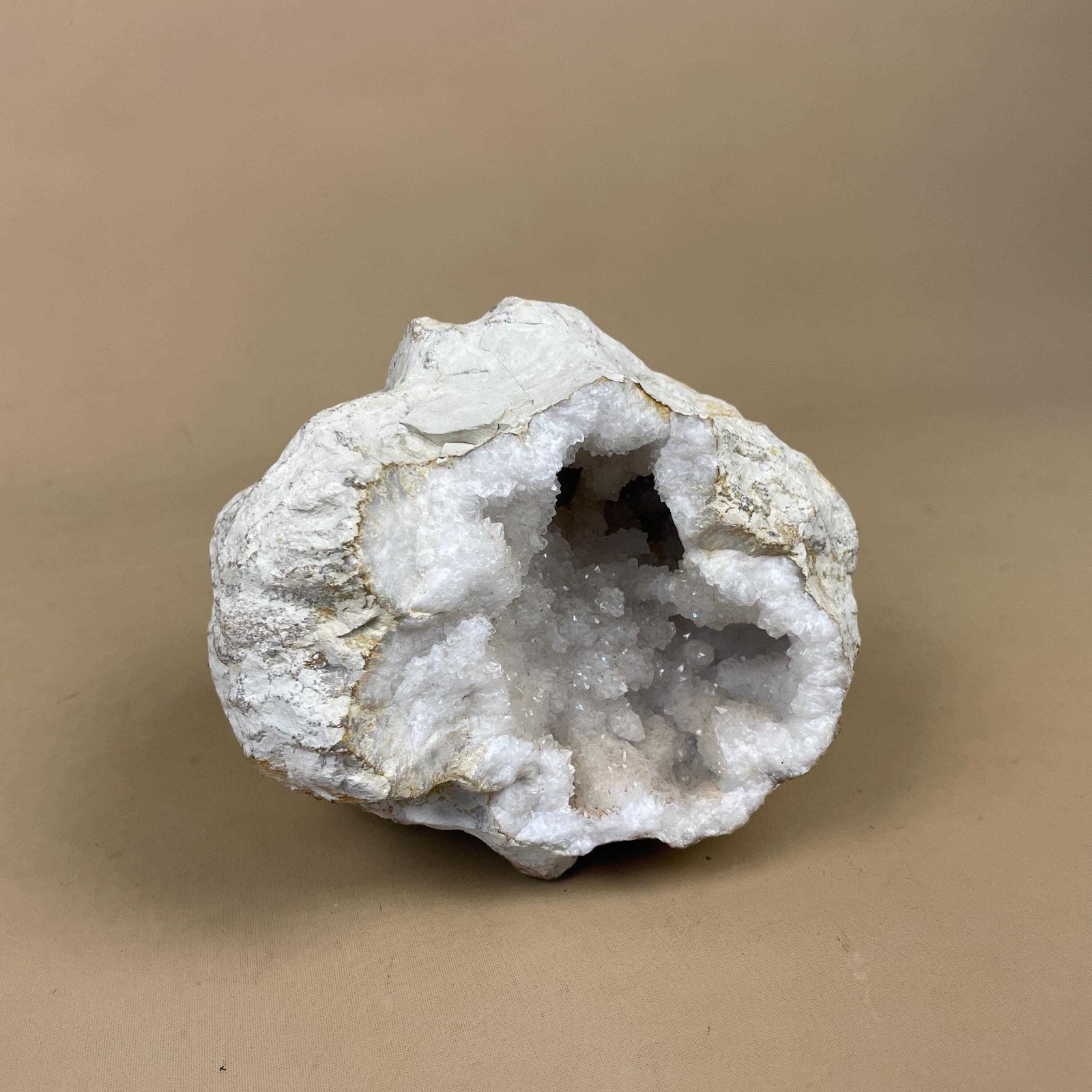 Quartz Crystal Geode Large Natural Mineral Specimen White Druzy Rock Collectible Display Stone Ornament For Shelf Or Table photo Home Decor