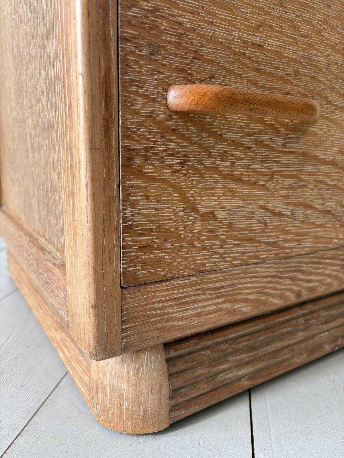 photo furniture 1930s Limed Oak Tallboy Cabinet With Drawers