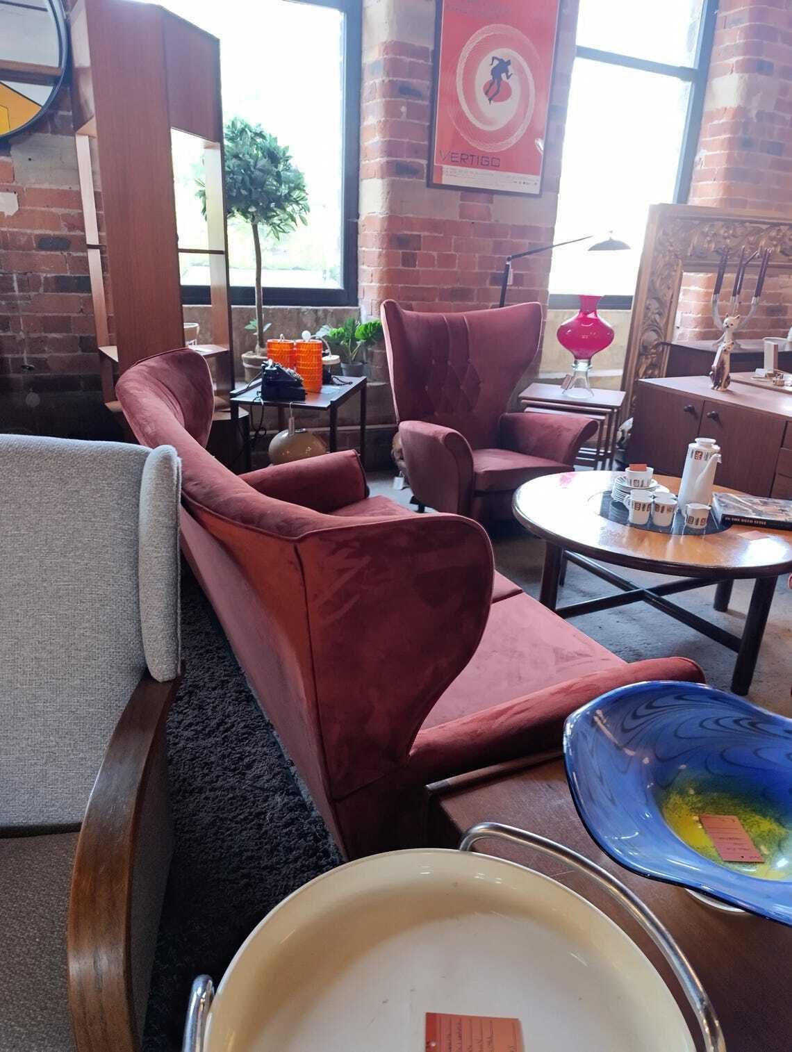 Rare 1960s G Plan Blofeld Swivel And Tilt Three Piece Suite  Fully Restored In Burnt Orange Velvet photo for sale