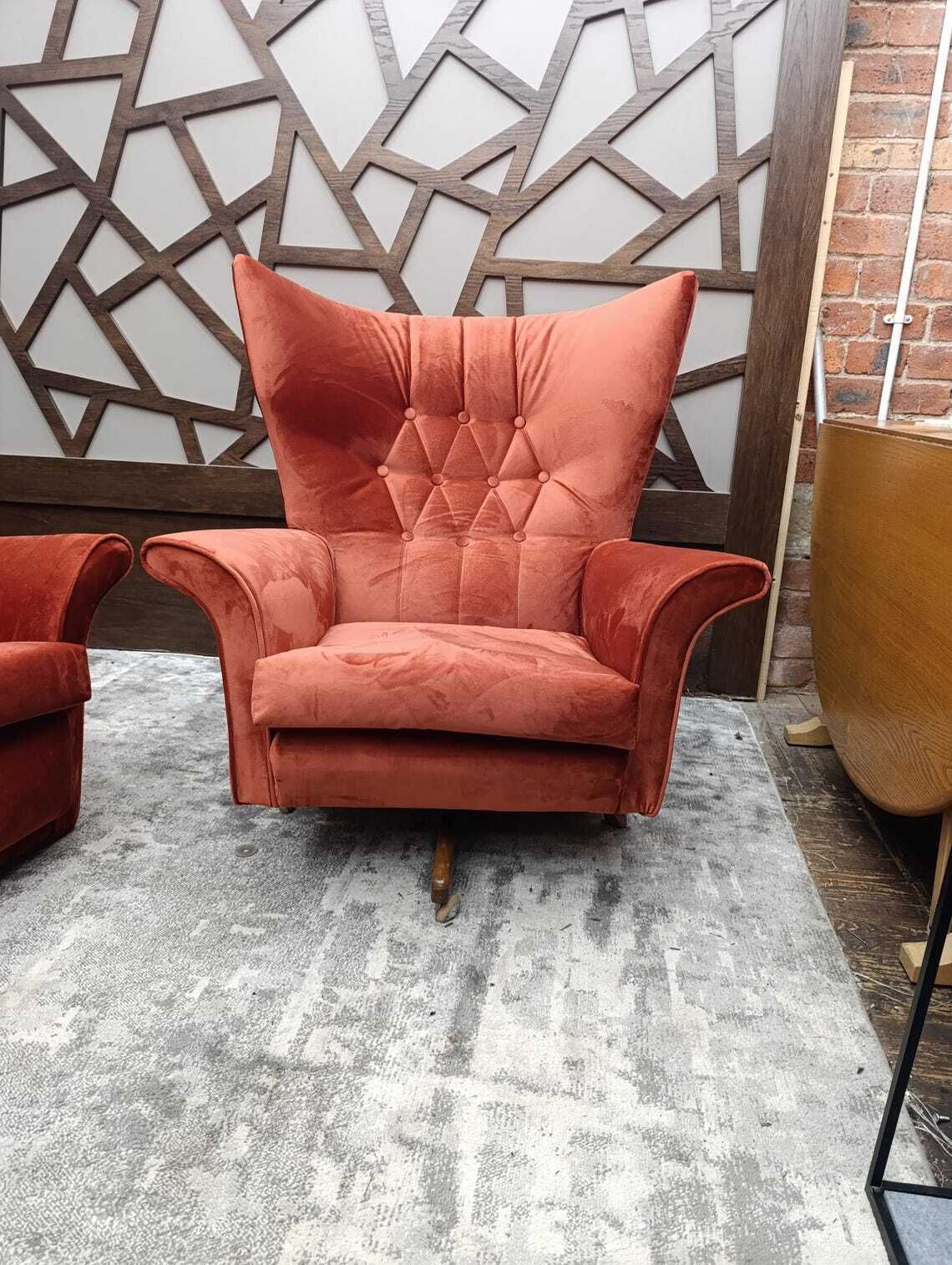 Rare 1960s G Plan Blofeld Swivel And Tilt Three Piece Suite  Fully Restored In Burnt Orange Velvet photo buy