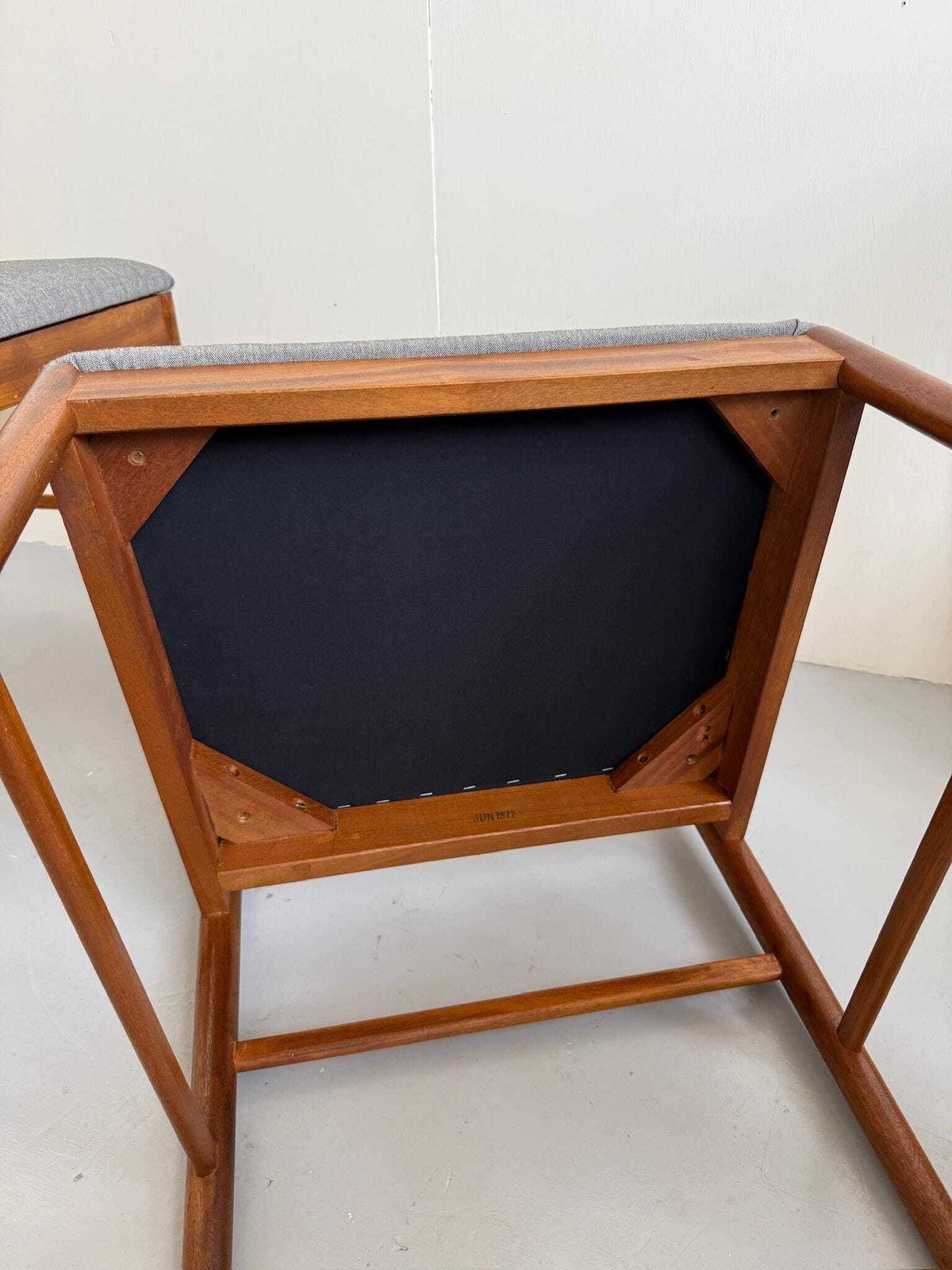Set Of 4 Teak McIntosh Mid Century Dining Chairs With Grey Kvadrat Seats photo buy