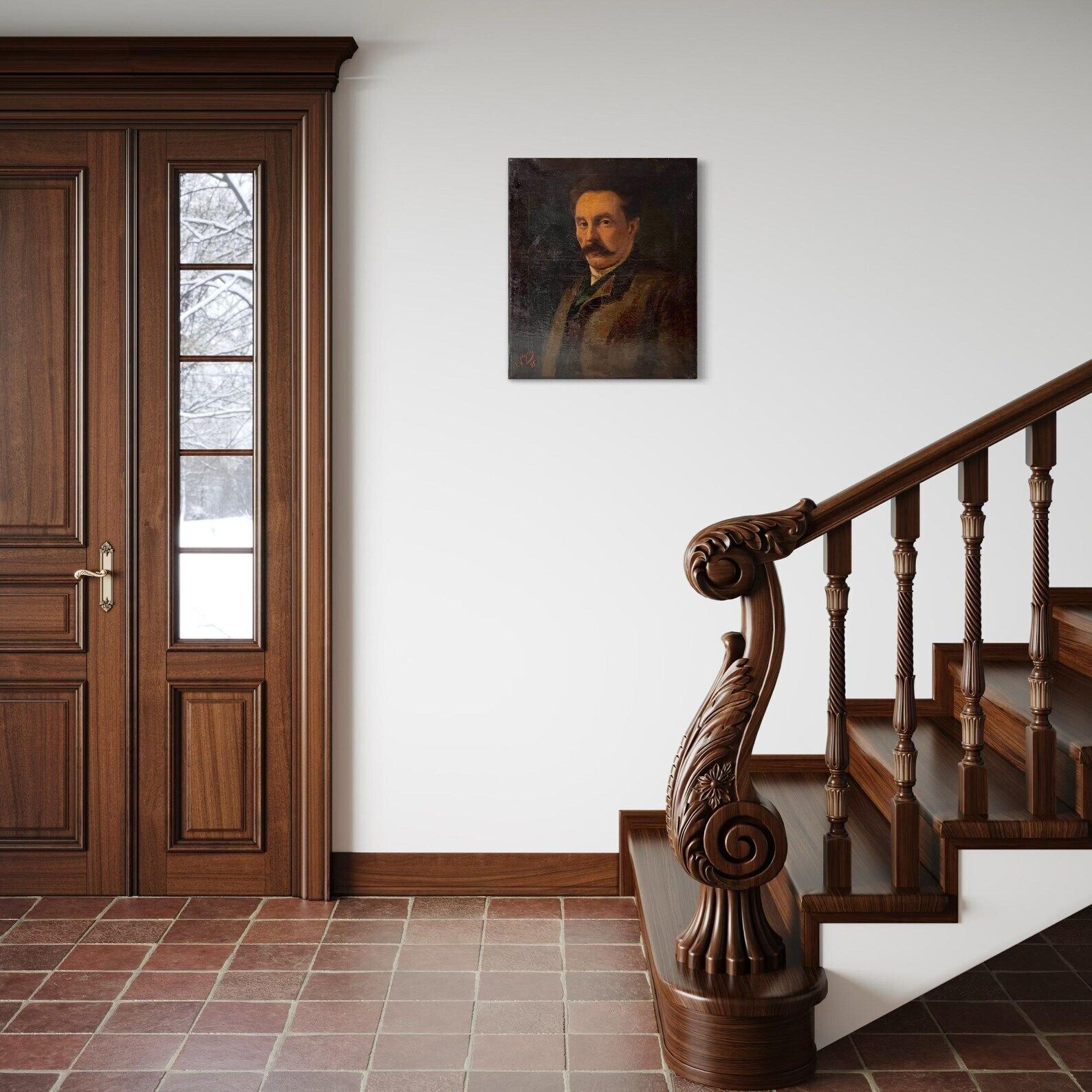 Frans antiek portret van een man, donker expressief olieverfschilderij op doek photo for sale
