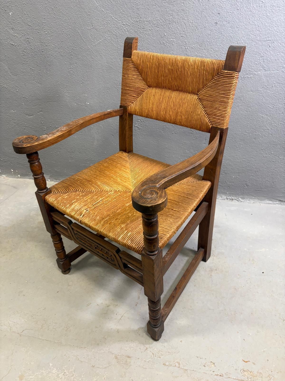 Rustieke gevlochten houten fauteuil, jaren 1960–1970 photo 712.0