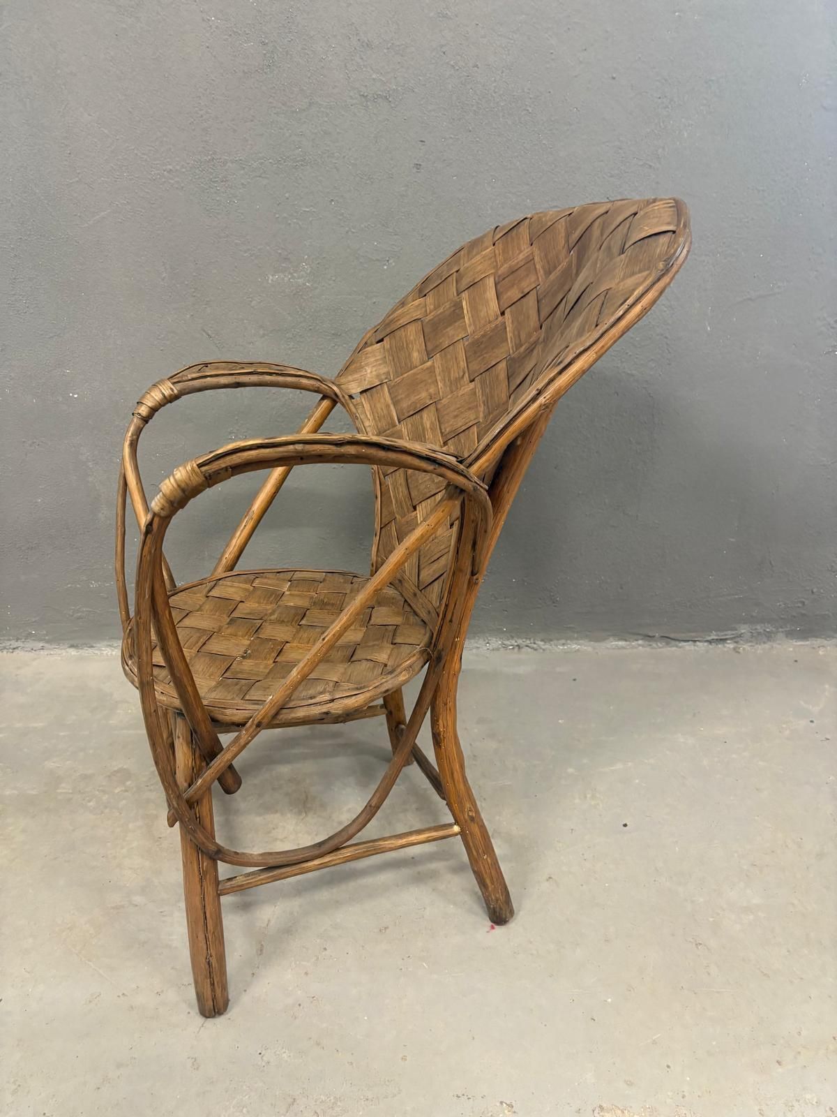 Vintage rieten fauteuil met hoge rugleuning, jaren 1960–1970 photo buy