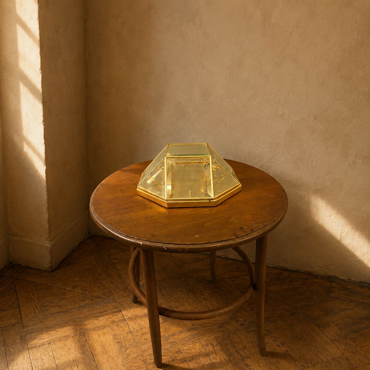 Geometrische wandlamp van messing en glas, jaren 1980 photo furniture