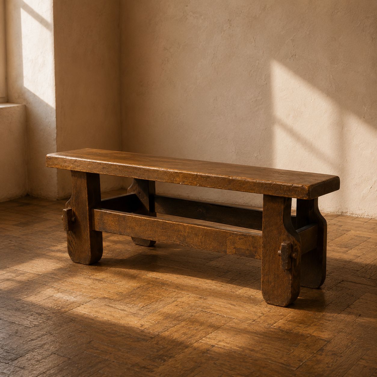 Brutalist Solid Oak Coffee Table, 1970s photo Furniture
