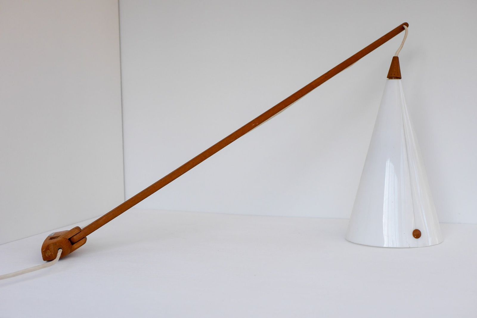 Mid Century Swedish Wall Lamp In Teak By Uno And östen Kristiansson For Luxus, 1960s photo for sale