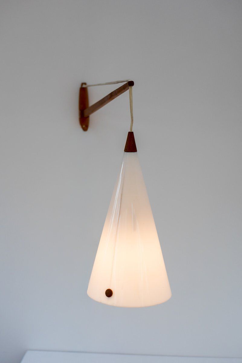 Mid Century Swedish Wall Lamp In Teak By Uno And östen Kristiansson For Luxus, 1960s photo buy