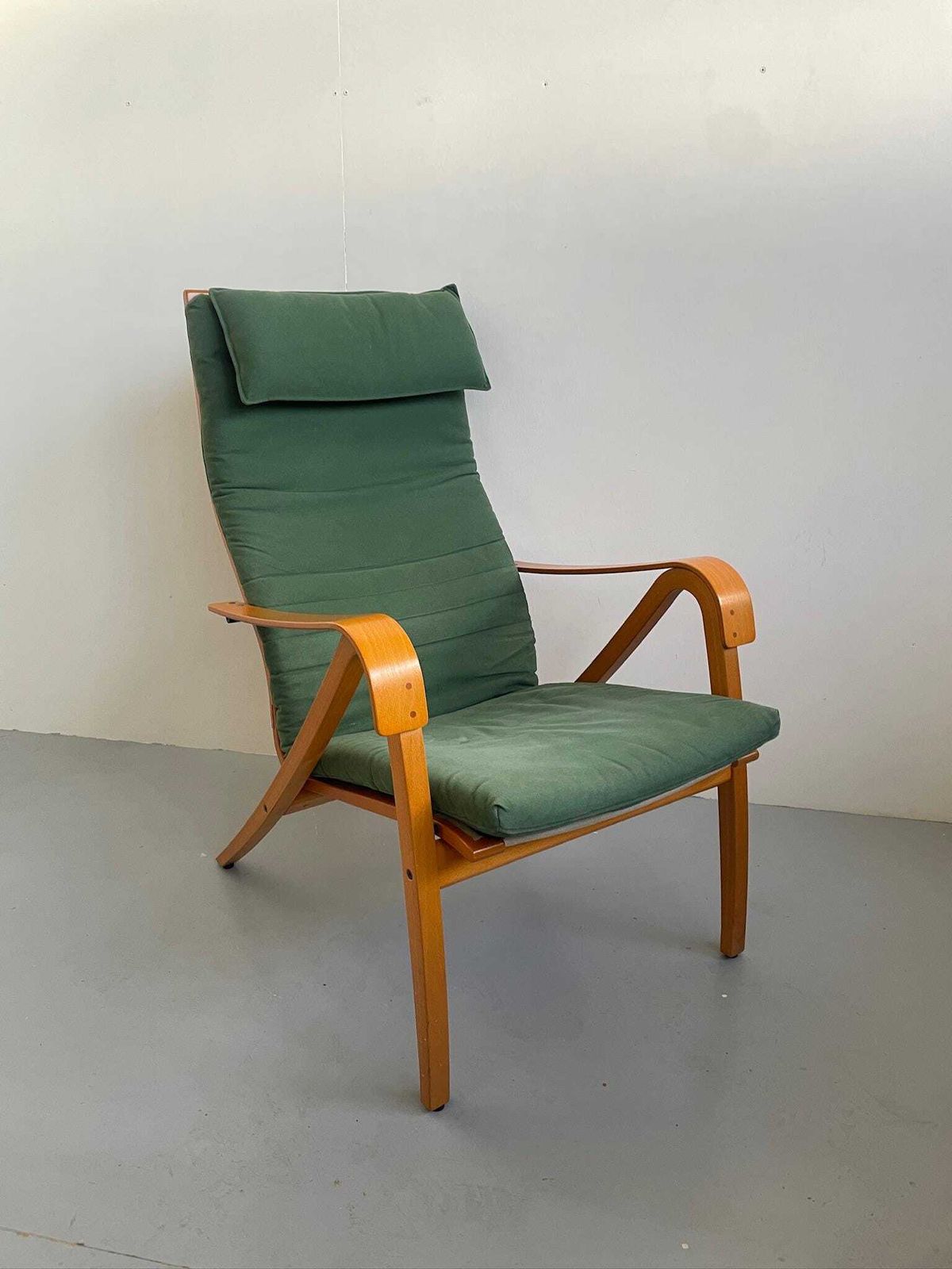 Vintage Ikea Rimbo 1990s Bentwood Armchair Green Modernist By Simo Heikillä