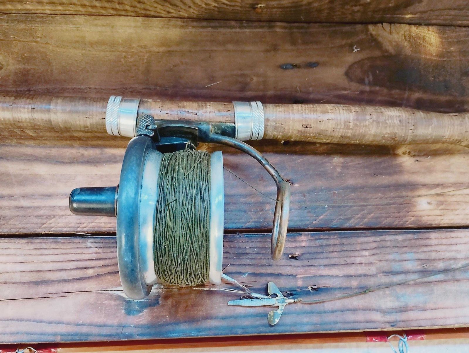 399.0 Antique Malloch Patent Side Cast Fishing Reel photo
