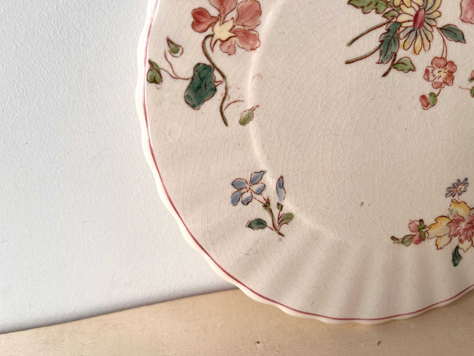 Antique Floral Ironstone Trivet By Longchamp France, Art Nouveau Flowers Tableware photo vinterior