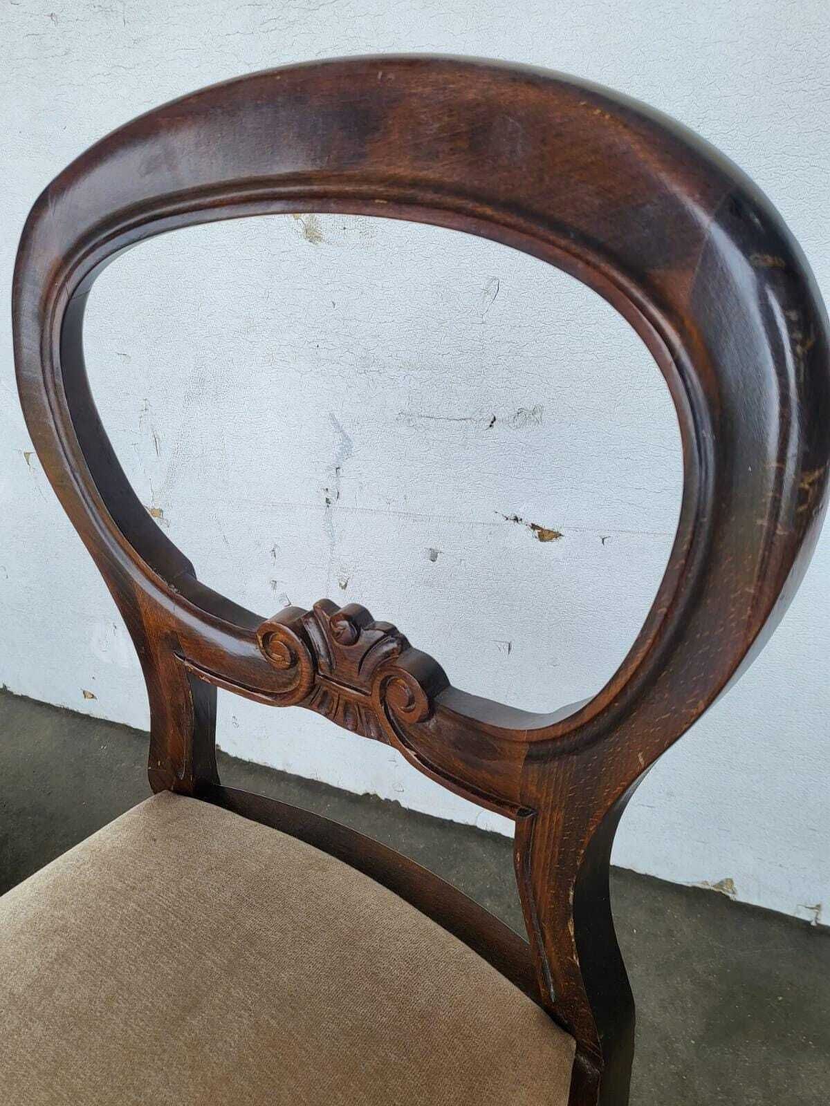 Antique Repro 4 Balloon Back Dining Chairs Cream photo furniture