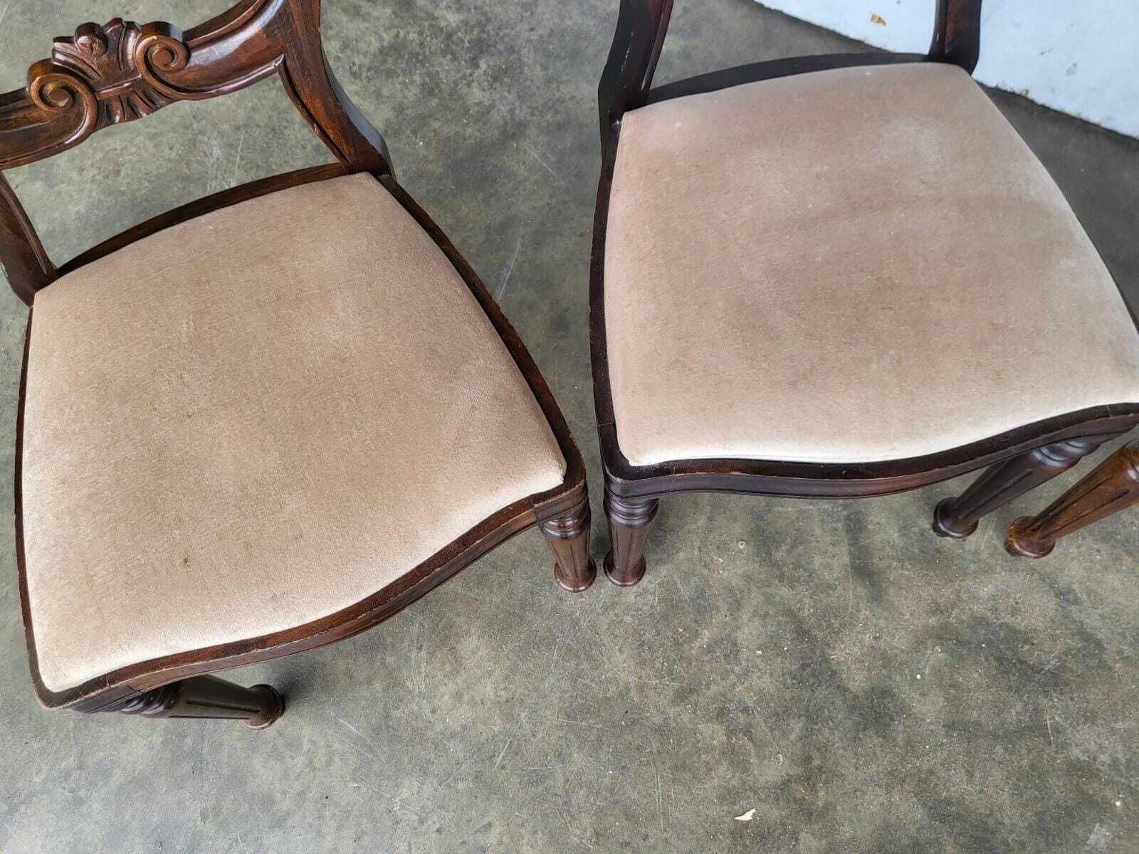 Antique Repro 4 Balloon Back Dining Chairs Cream photo vinterior