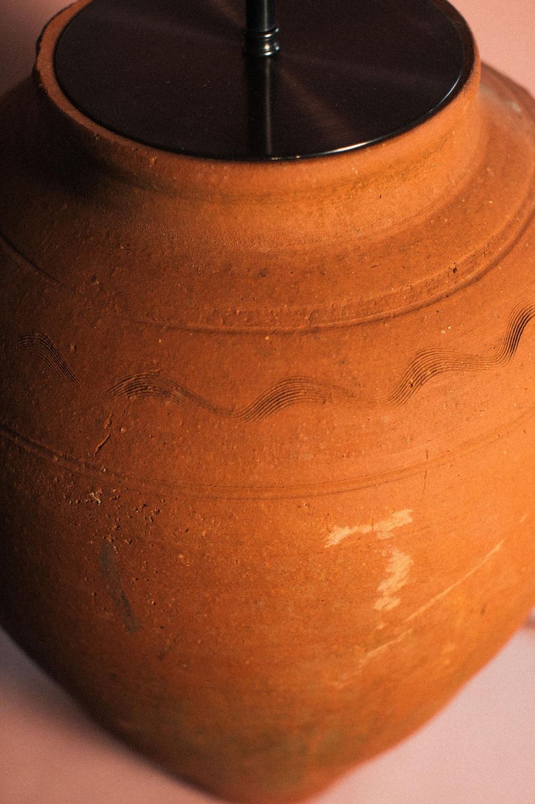 Sun Burnt Taper Terracotta Lamp photo for sale