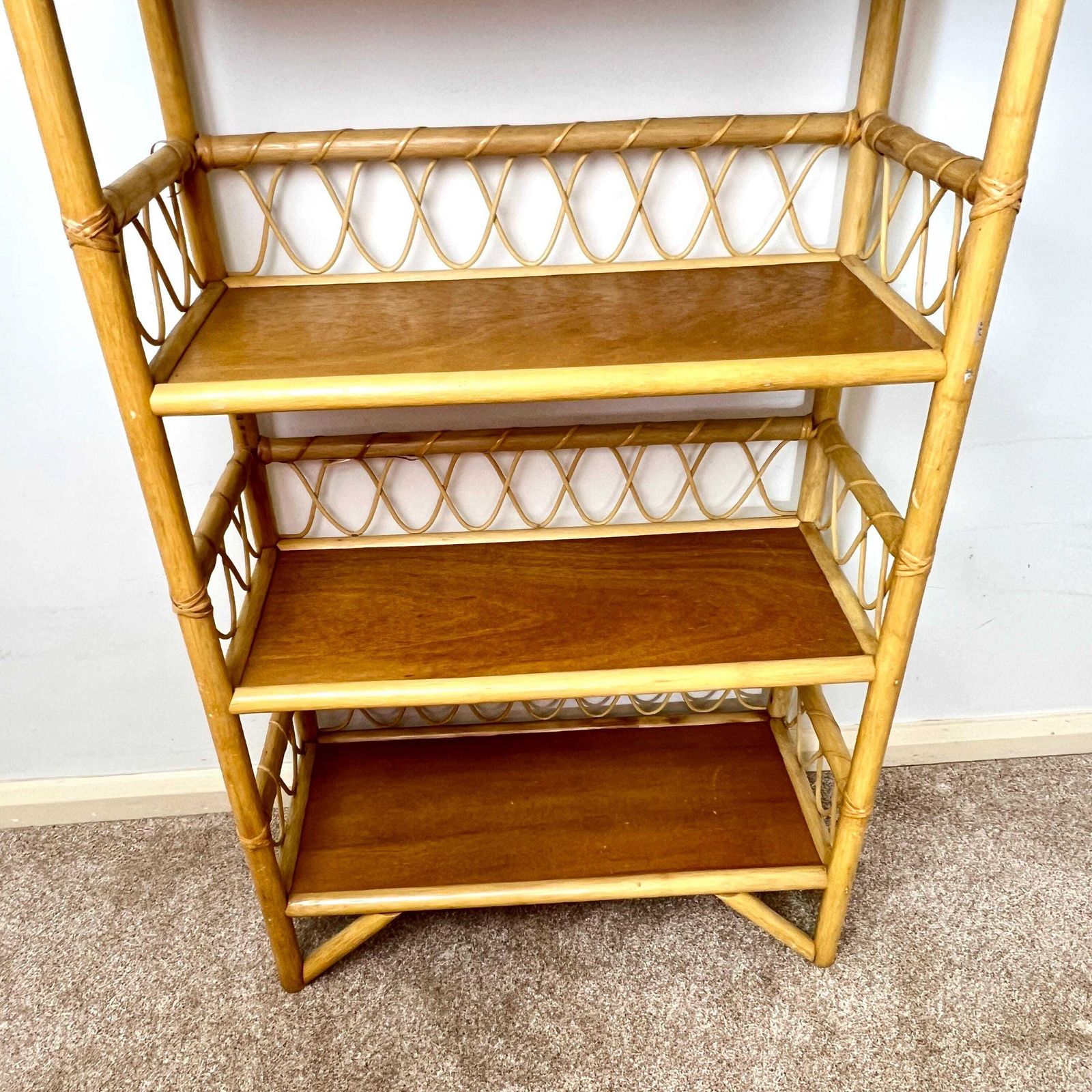 Tiki Boho Bamboo Shelving Unit, Cane Bookcase photo buy