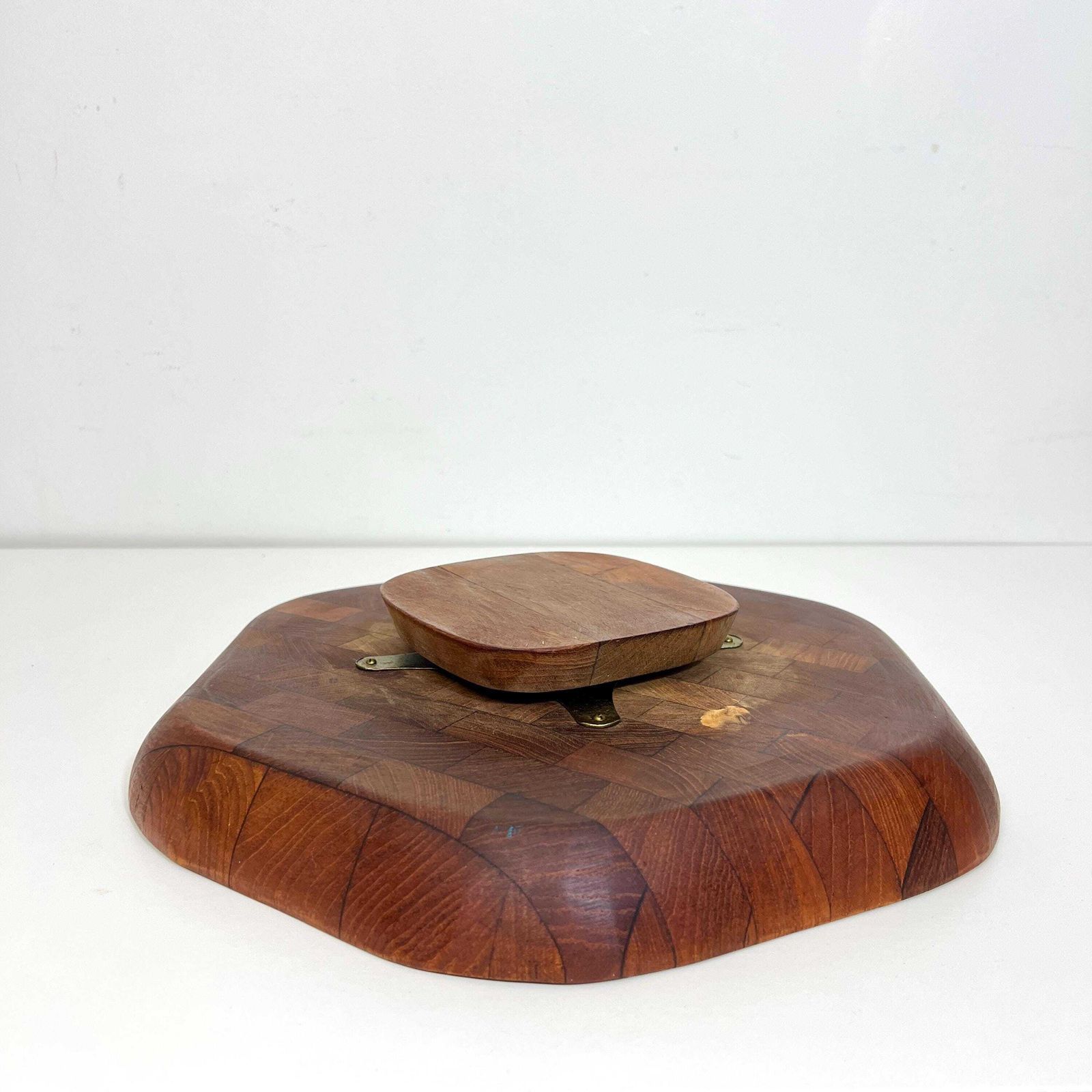 Home Decor Mid Century Teak Lazy Susan & Cheese Board, Vintage Retro Nibble Plate photo