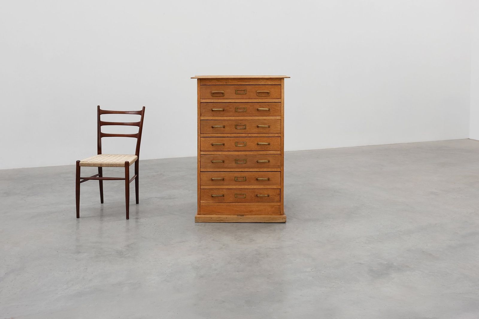 Industrial Oak Filing Cabinet With Brass Handles, United Kingdom, 1920s photo furniture