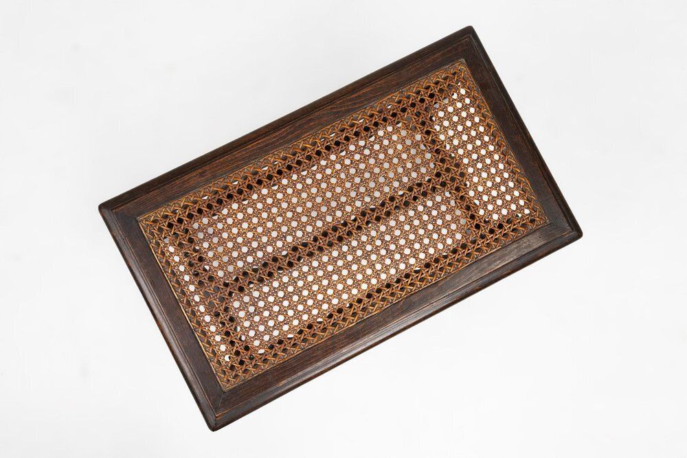 photo for sale French Wooden Stool With Rattan Top, 1880s