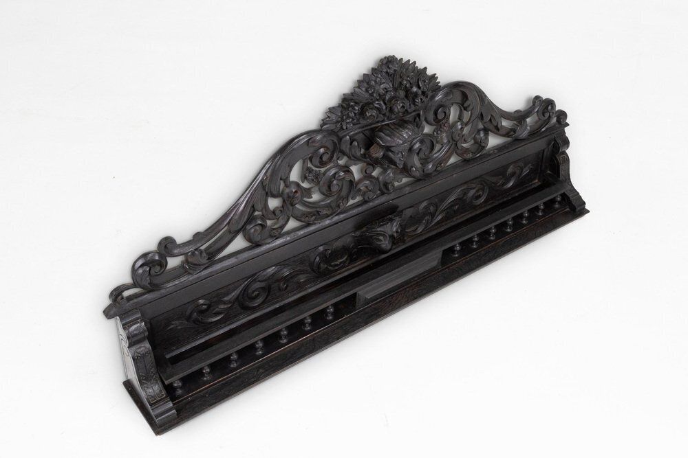 2489.0 Baroque Carved Black Wooden Sculptured Shelf, France, 1850s photo