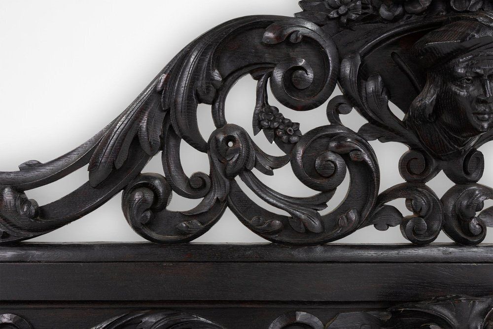 photo buy Baroque Carved Black Wooden Sculptured Shelf, France, 1850s