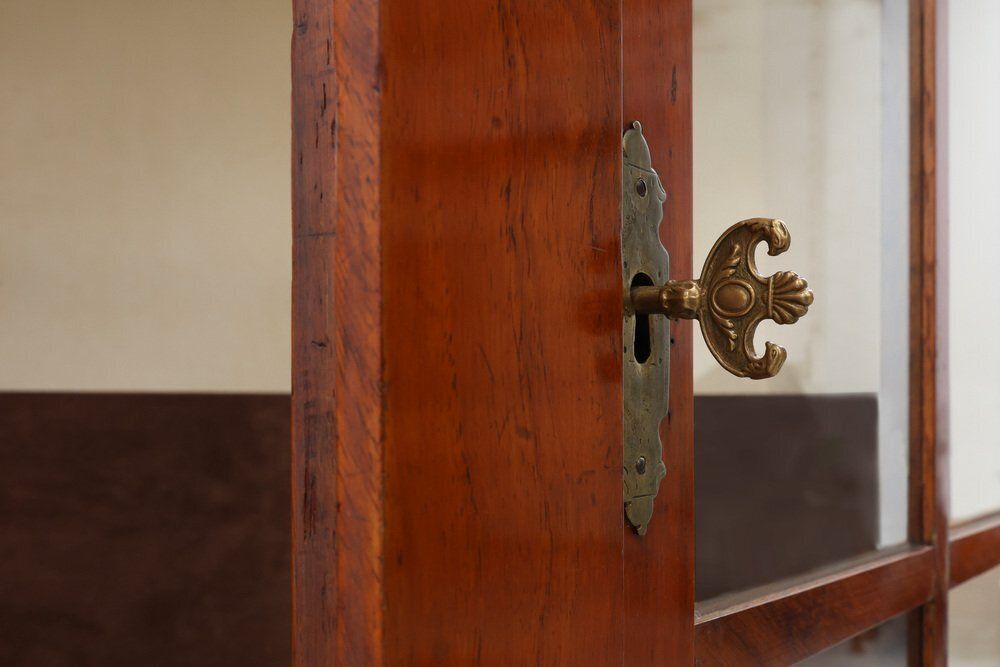 Furniture Antique William IV Style Walnut Display Cabinet, United Kingdom, 18th Century photo