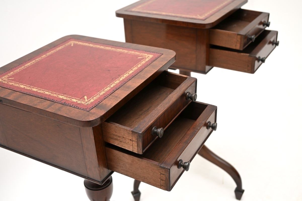 Pair Of Antique Mahogany Leather Top Side Tables photo 1268.0