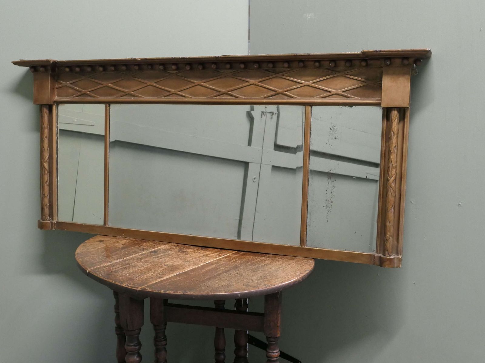 Regency Triple Plate Gilt Mirror Or Over Mantle The Regency Gilt Frame Is Rectangular