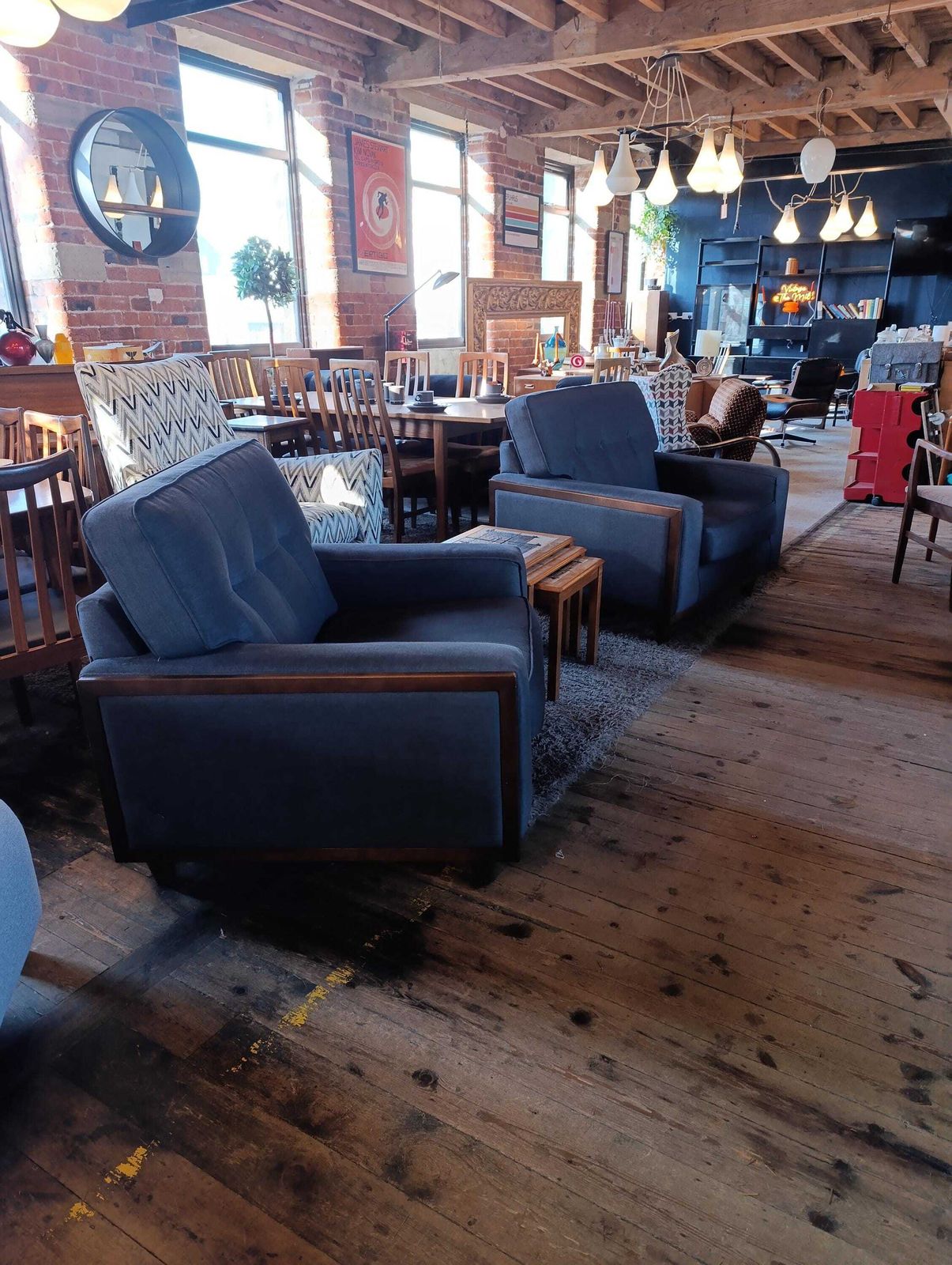 G Plan Vintage Agatha Armchair In Blue Fabric With Walnut Frame