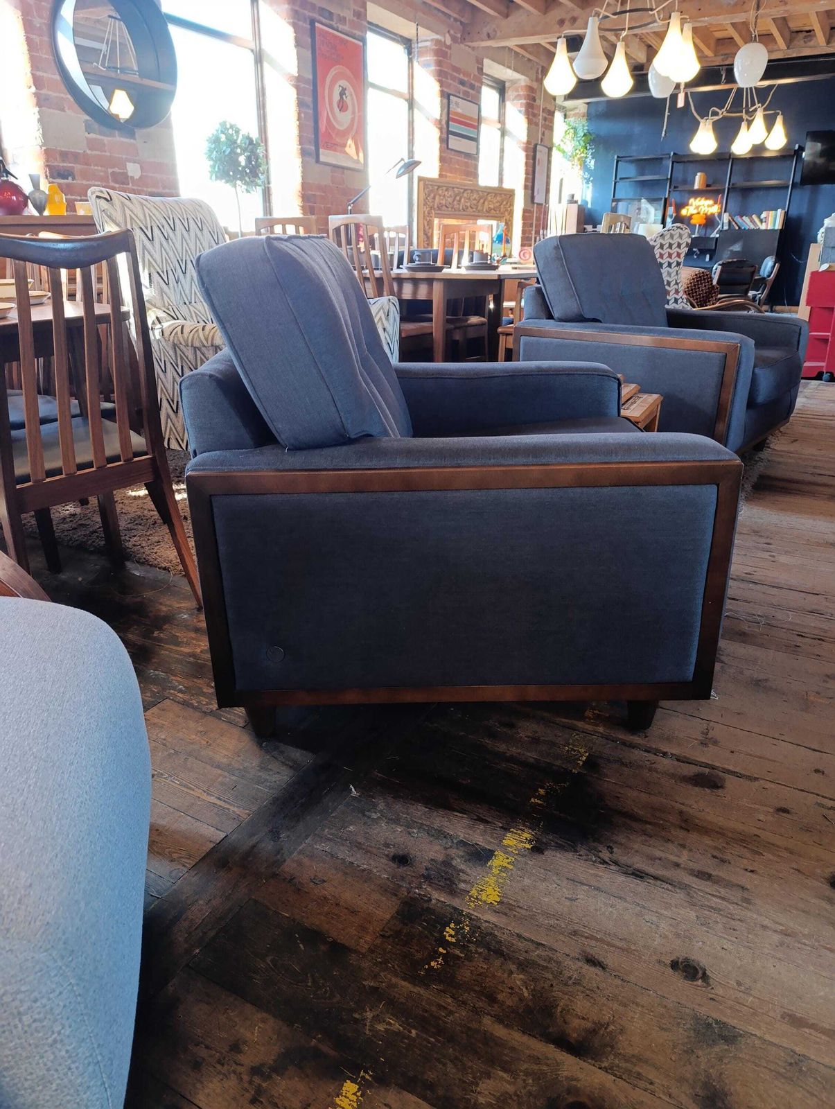 G Plan Vintage Agatha Armchair In Blue Fabric With Walnut Frame photo Furniture
