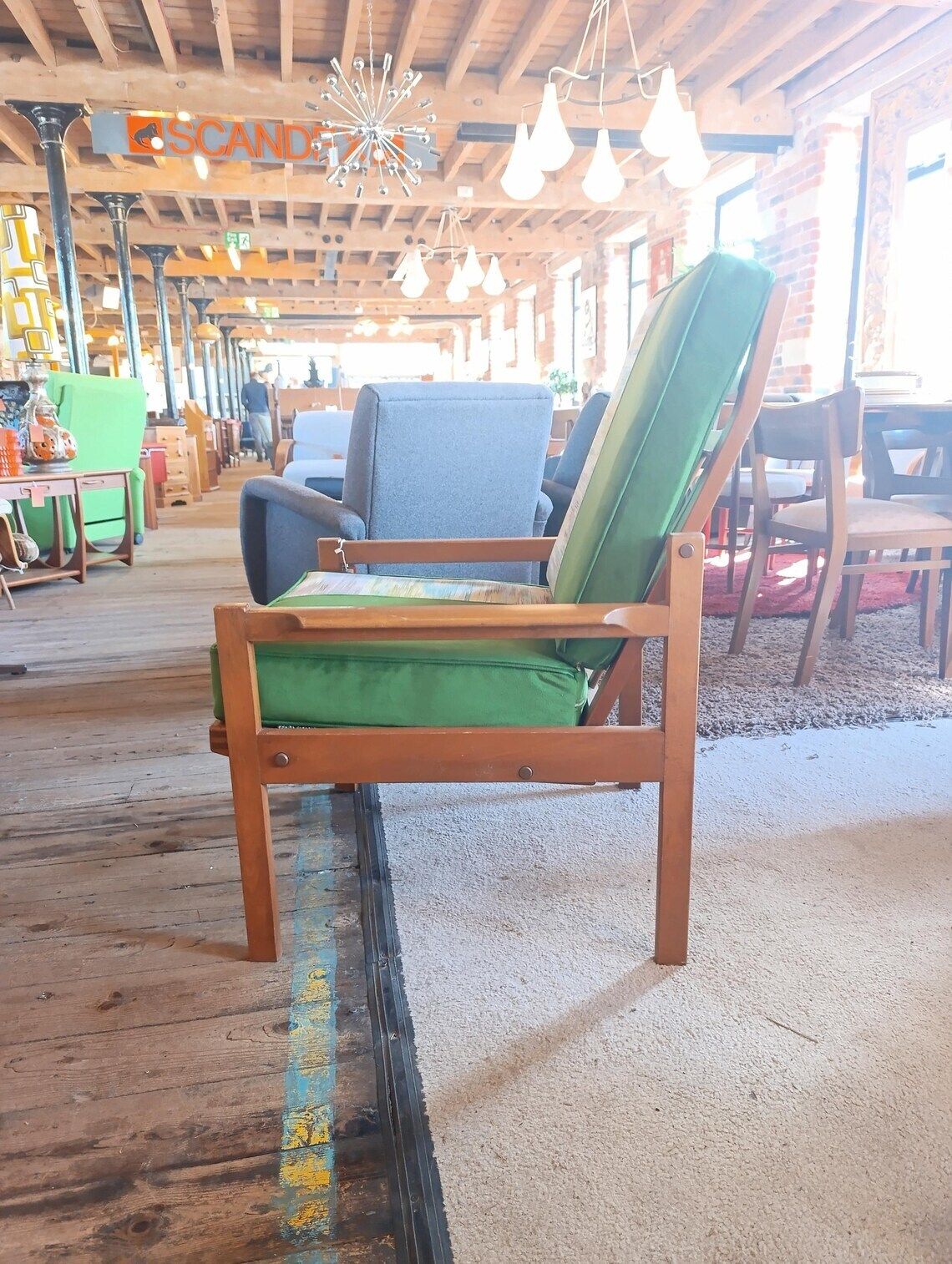 1960s Centa Lounge Armchair  Solid Teak Frame  Newly Upholstered In Green Velvet photo for sale