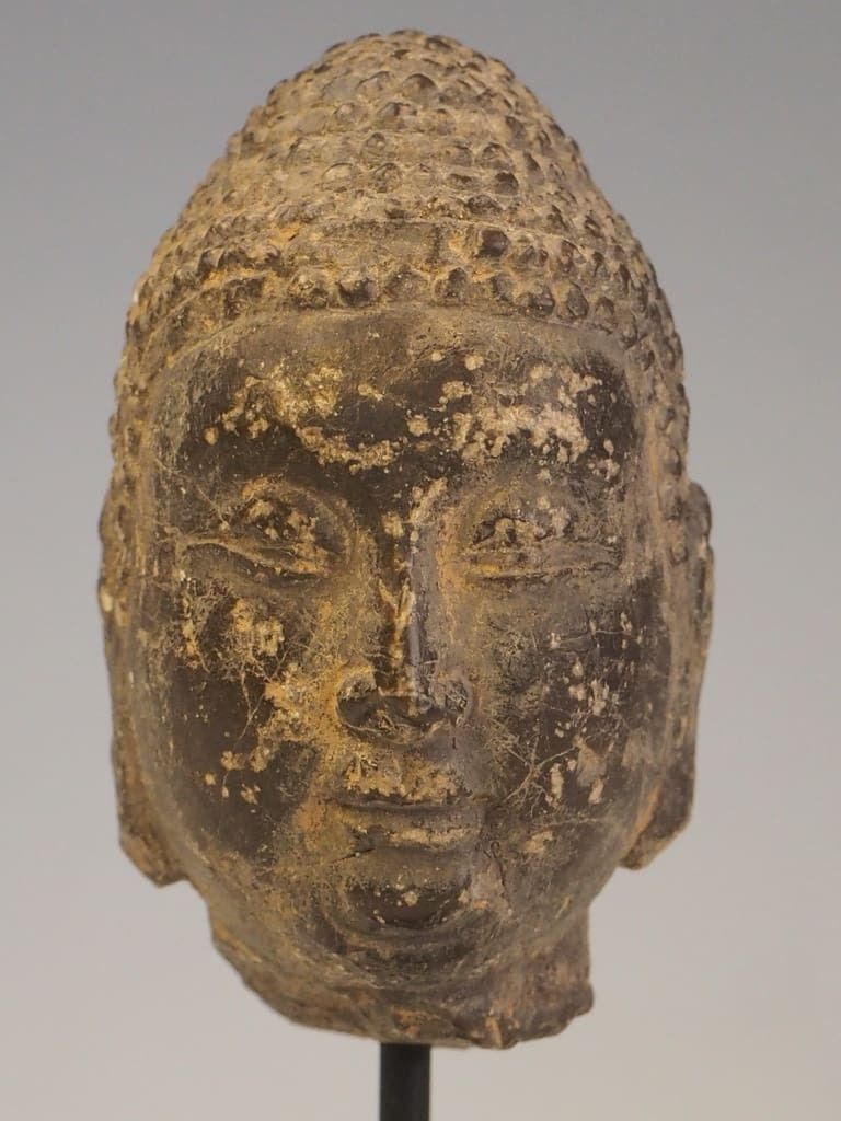 A Stucco Buddha Head Fragment photo vintage