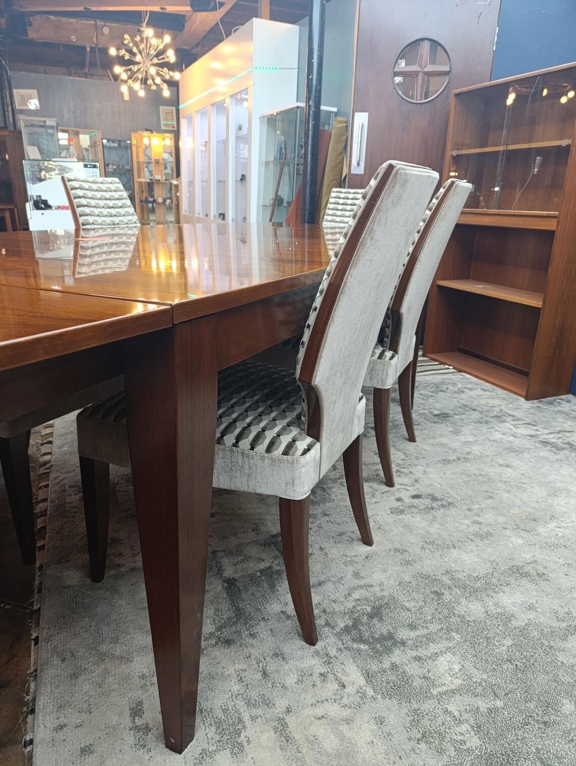 Italian Selva Extending Dining Table With Six Upholstered Chairs photo Furniture