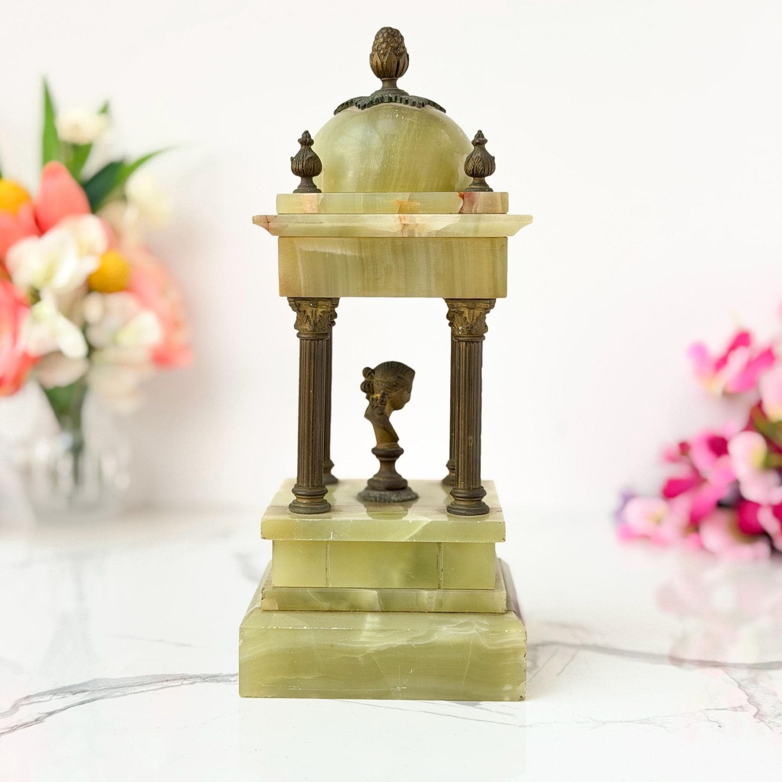 Antique Green Onyx Grand Tour Architectural Tempietto Bust photo furniture