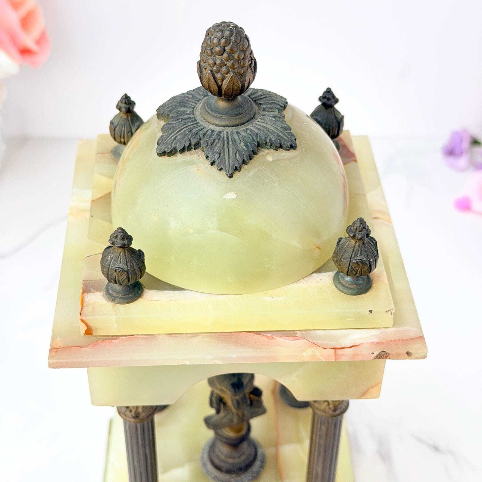 photo furniture Antique Green Onyx Grand Tour Architectural Tempietto Bust