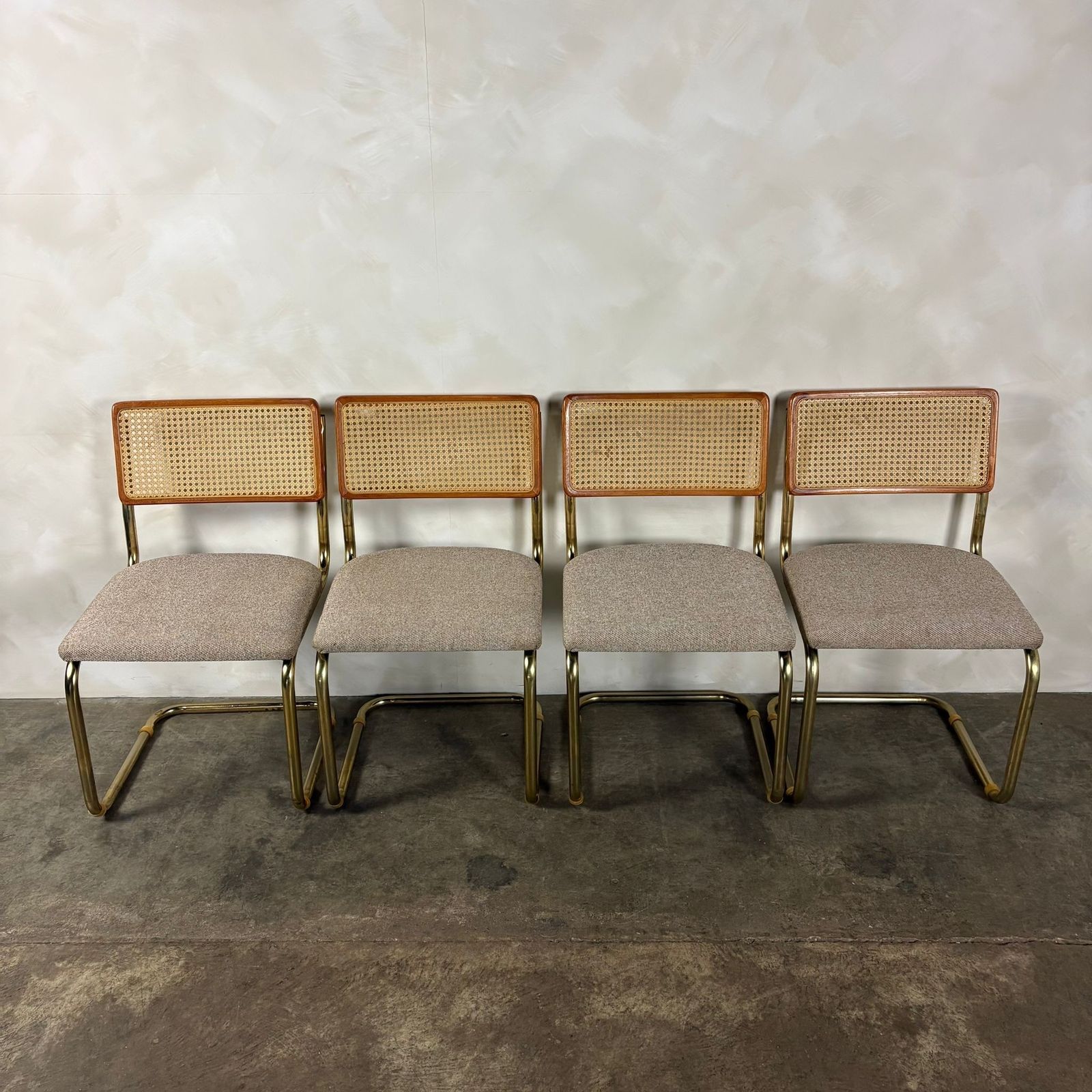 Four Marcel Breuer Cesca Brass & Beech Dining Chairs Mid Century Retro Mcm photo Furniture