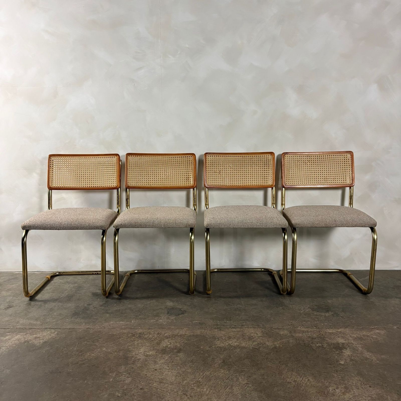Four Marcel Breuer Cesca Brass & Beech Dining Chairs Mid Century Retro Mcm photo 695.0