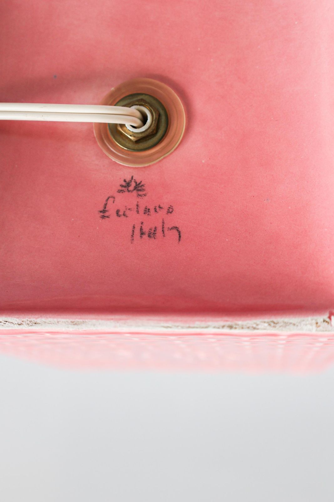 Italian Pink Ceramic Table Lamps, 1970s, Set Of Two photo for sale