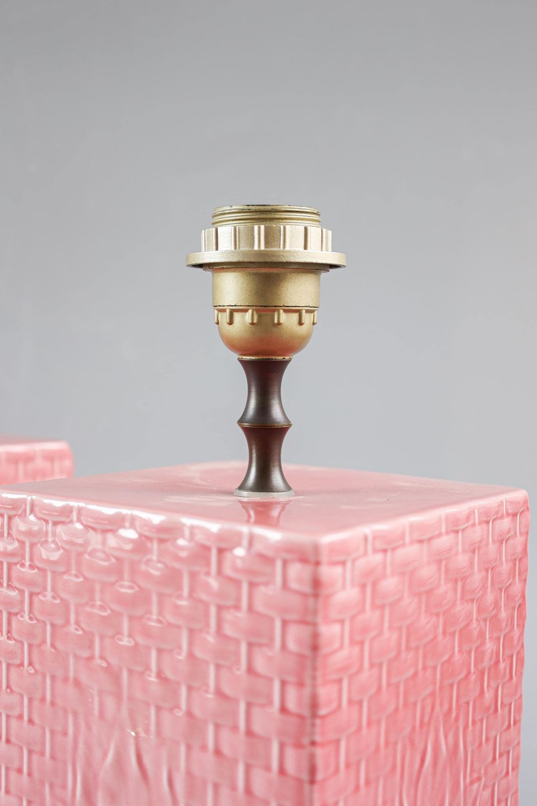 Italian Pink Ceramic Table Lamps, 1970s, Set Of Two photo vinterior