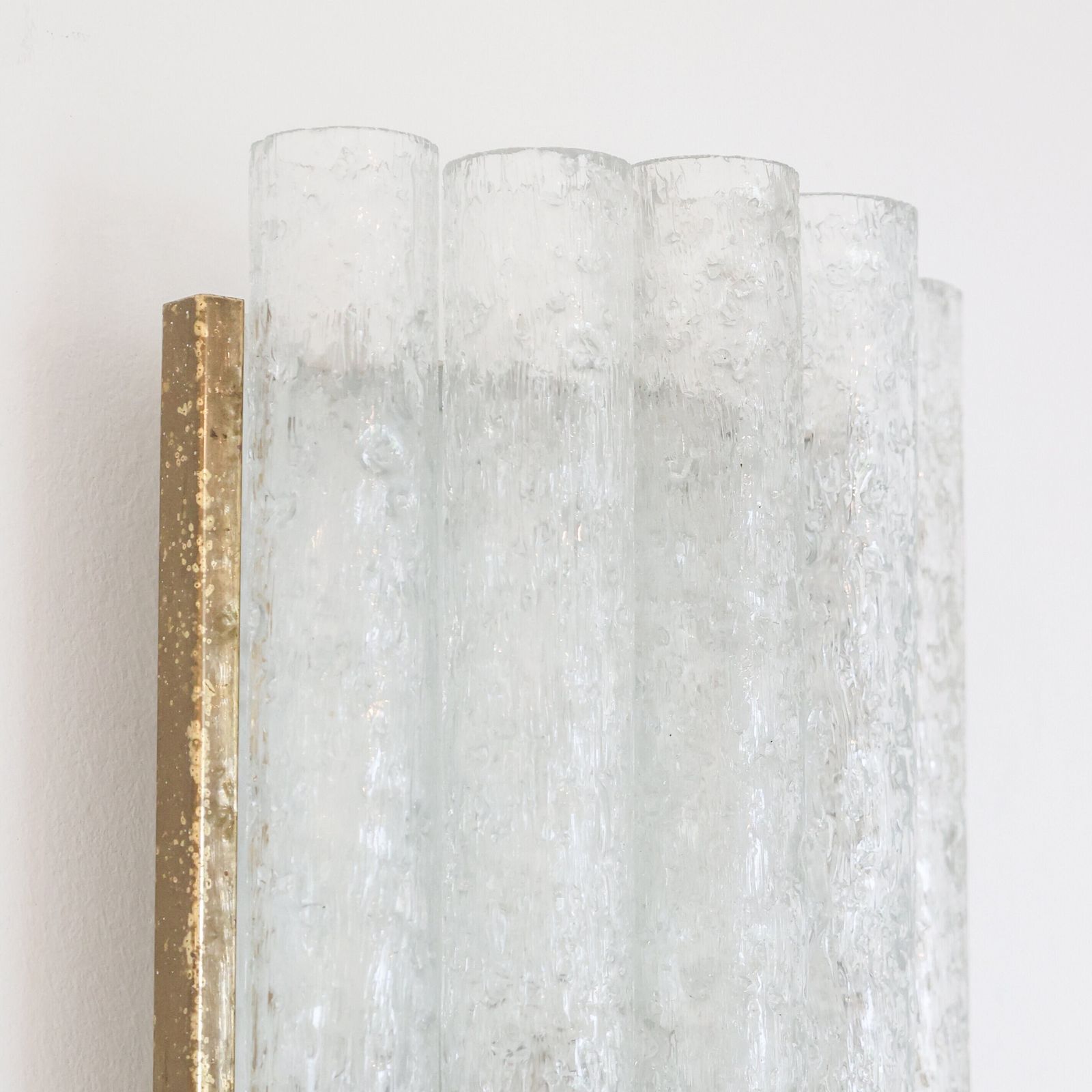 Messing en ijsglas wandlampen van Doria, Duitsland, jaren 1970 photo Verlichting