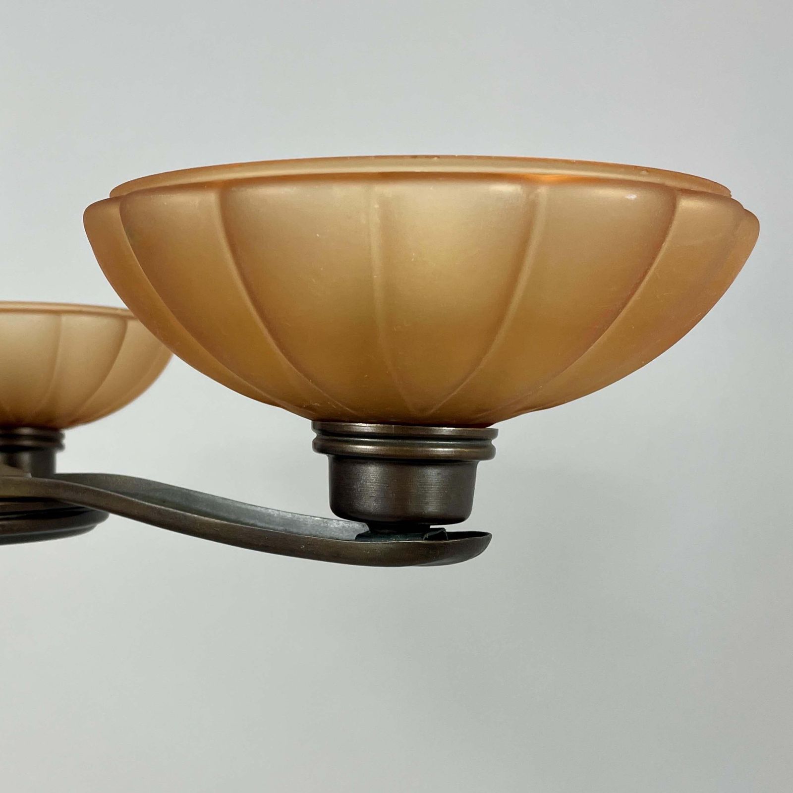 2046.0 Art Deco Bronze & Havanna Glass Chandelier, Böhlmarks, Sweden 1930s photo