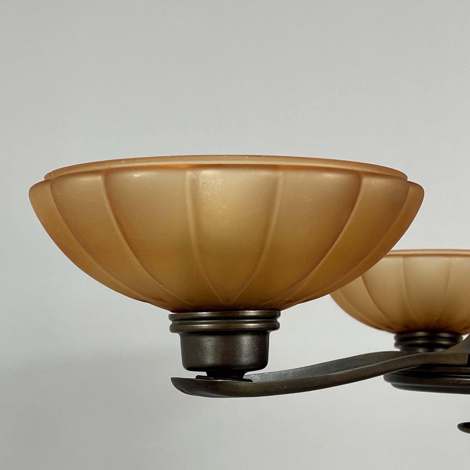 photo vinterior Art Deco Bronze & Havanna Glass Chandelier, Böhlmarks, Sweden 1930s