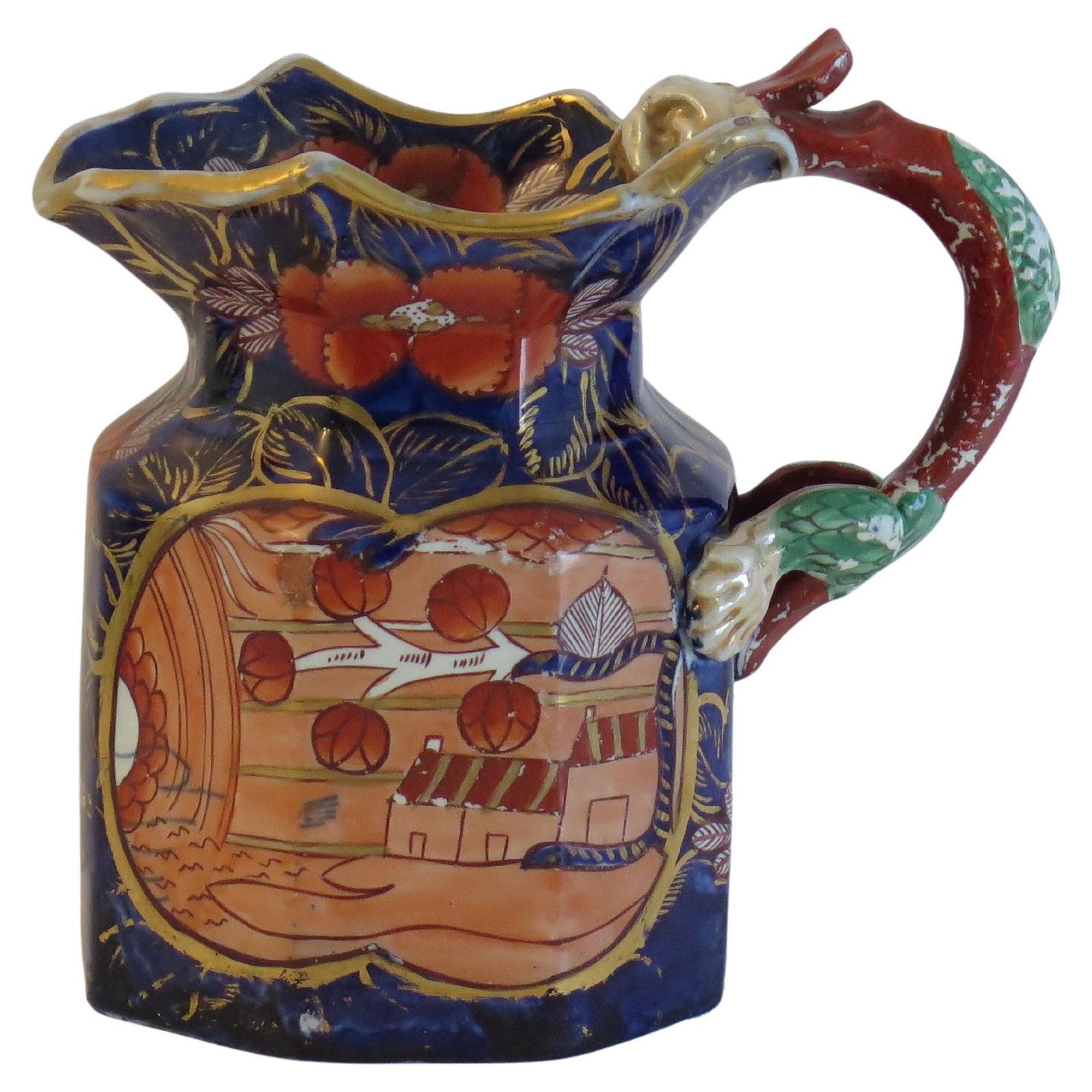 Mason's Ironstone Large Jug Or Pitcher In School House Pattern, Circa 1820