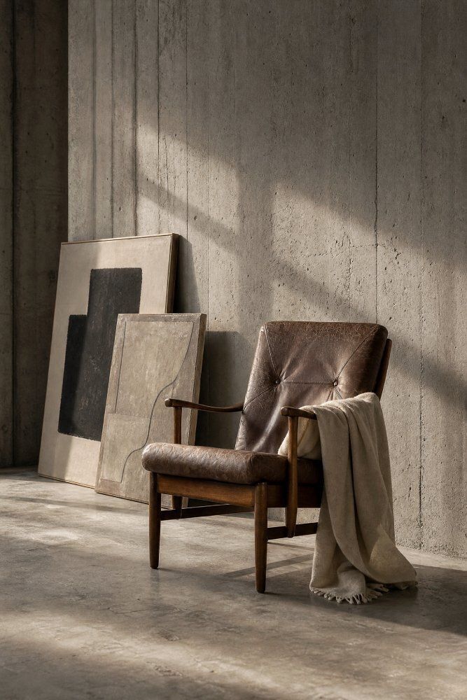 Mid-Century Deens Modern fauteuil in beukenhout en bruin leer van Farstrup Møbler, jaren 1970 photo 1377.0