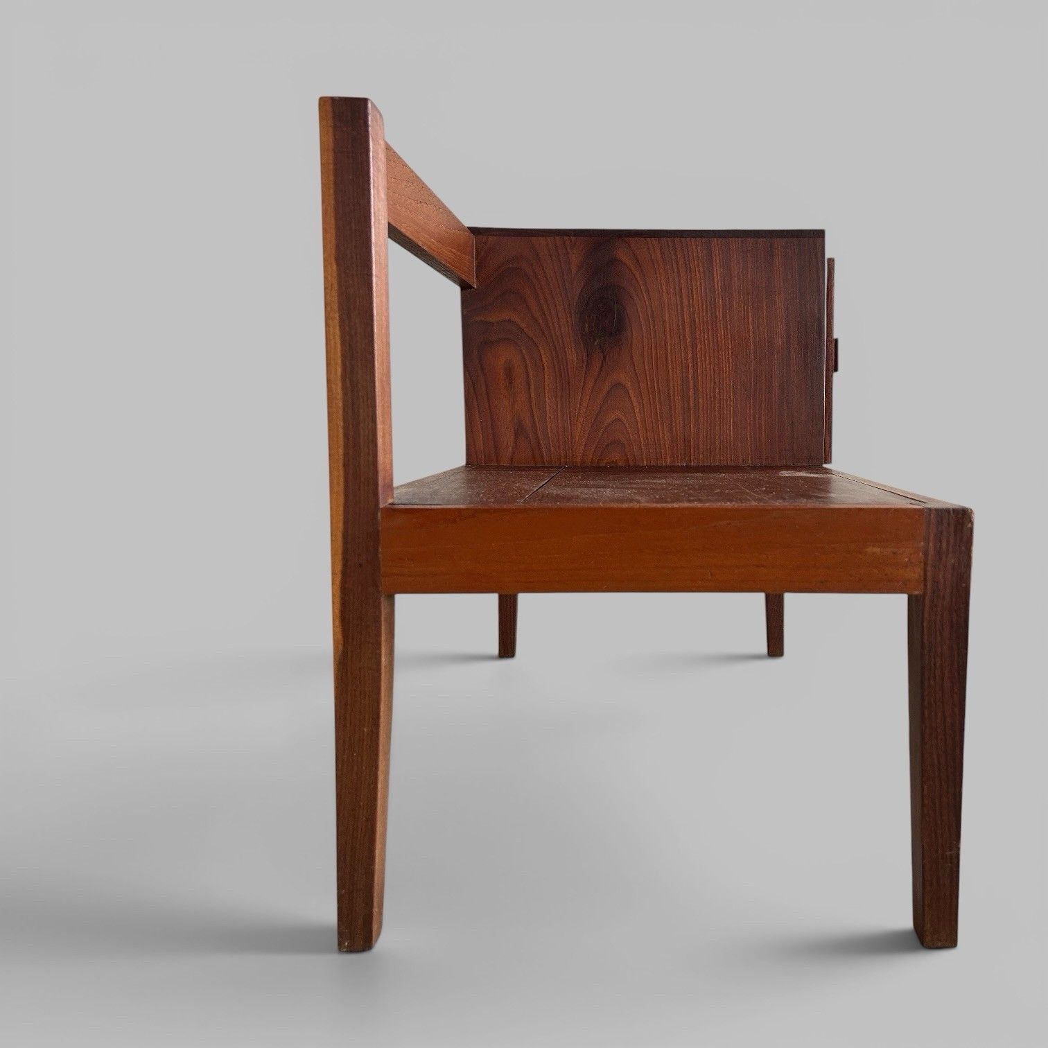 photo furniture Mid Century Solid Teak Hall Bench / Telephone Seat