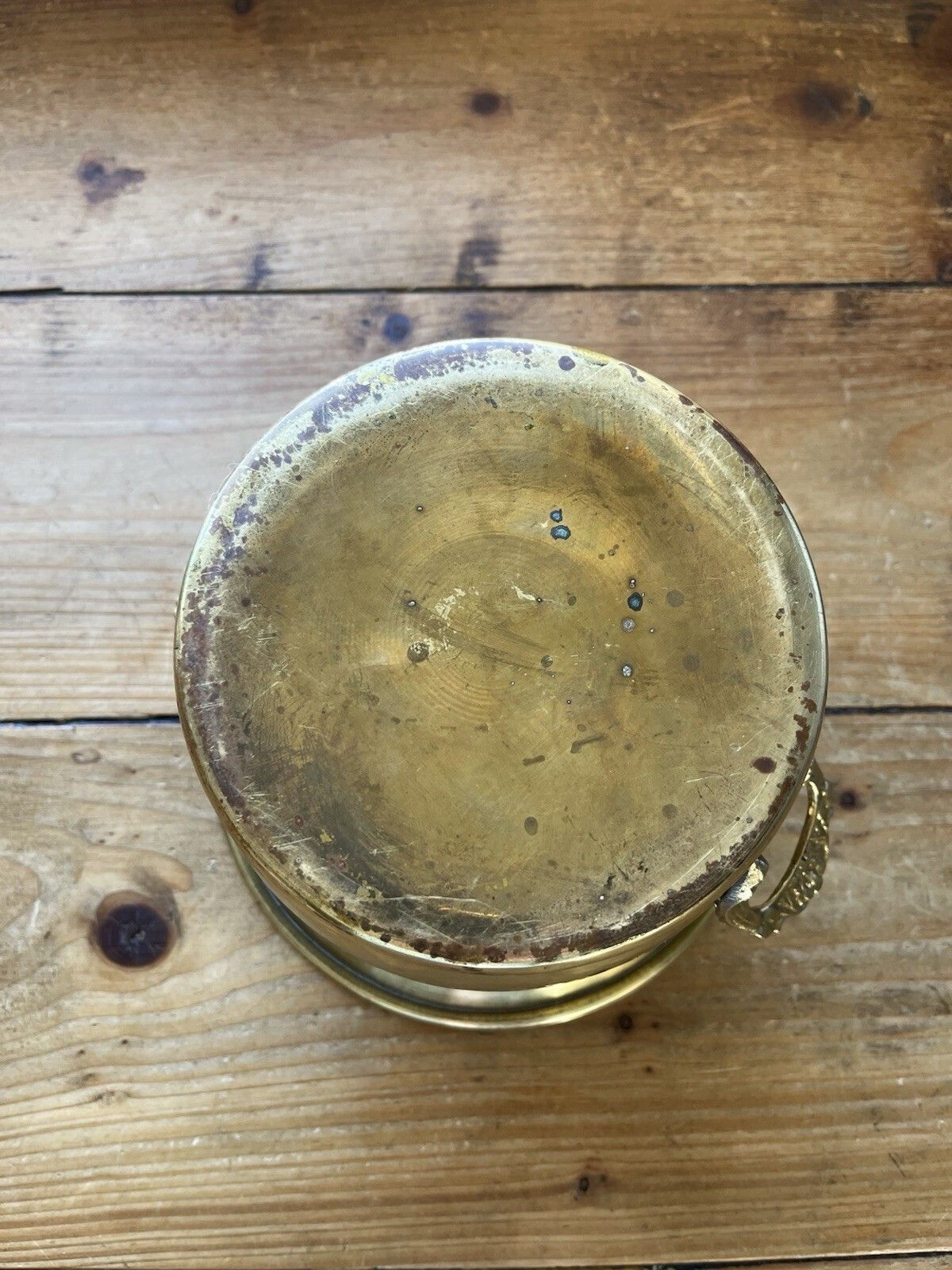 Vintage 50s Planished Brass Twin Handled Planter Plant Pot French Style Cachepot photo vintage