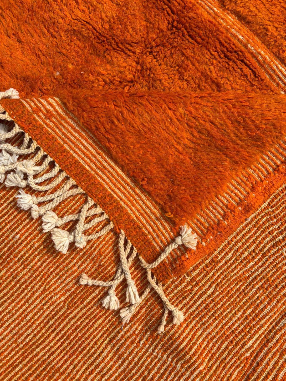 Tapis Mrirt berbère marocain fait main, laine orange, 210 x 320 cm, tapis texturé moderne, motif abstrait, grand tapis de salon photo 1220.0