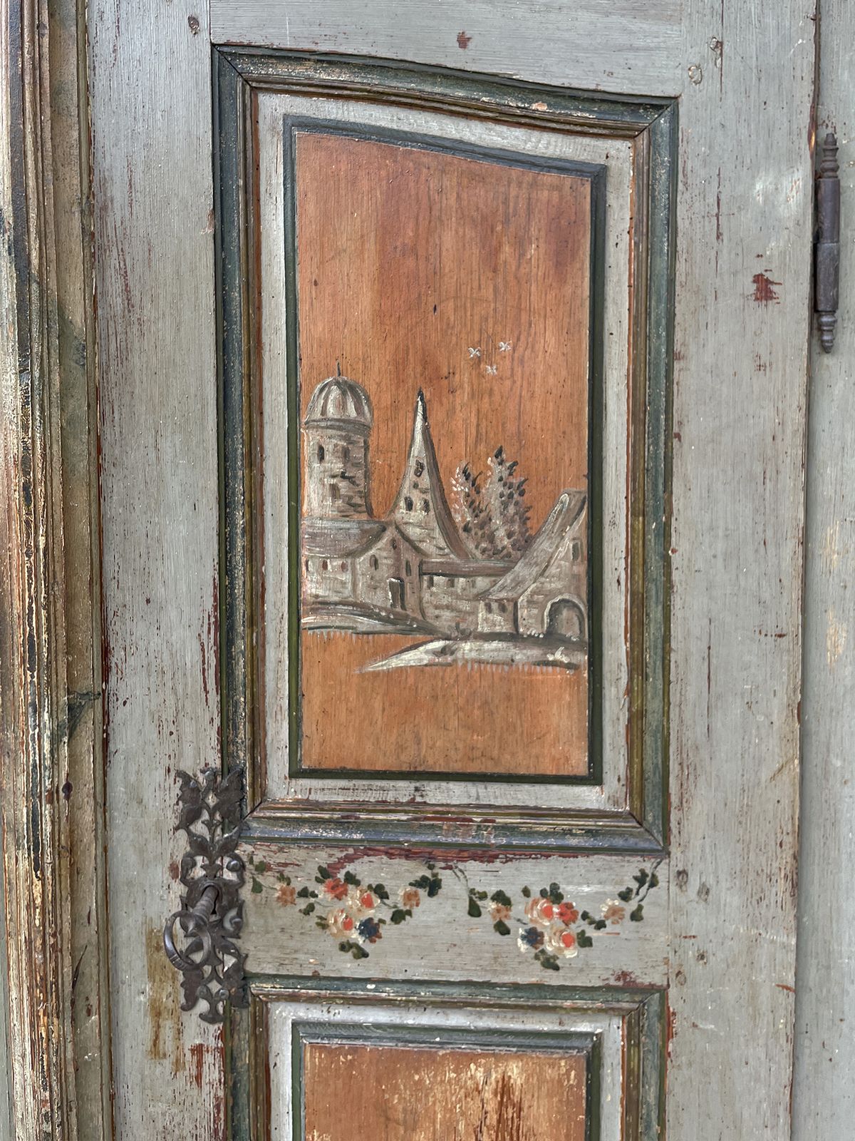 photo for sale Antique Painted Wardrobe, Dated 1804