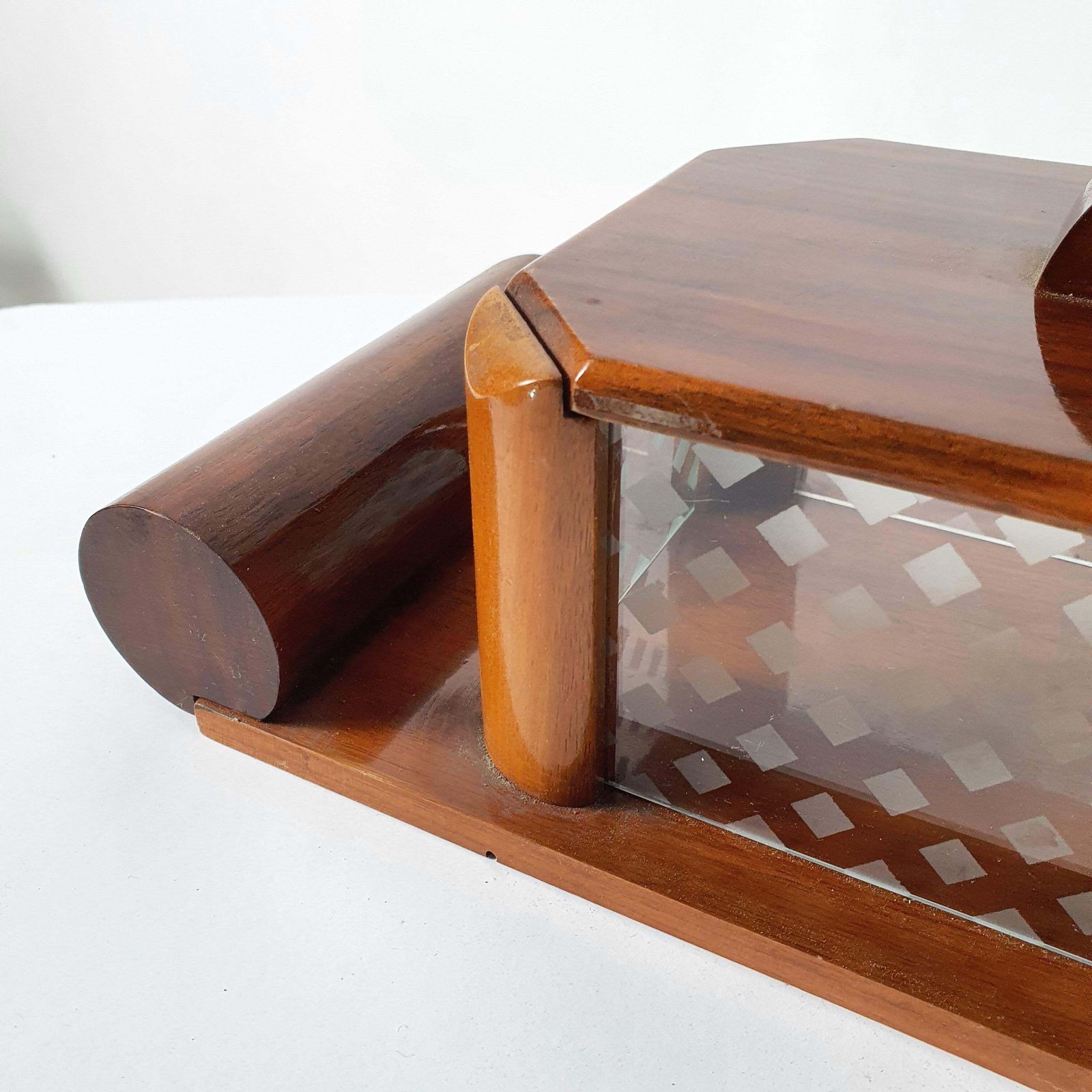 Art Deco Decorative Box In Walnut And Etched Glass Italy  Circa 1930 photo for sale