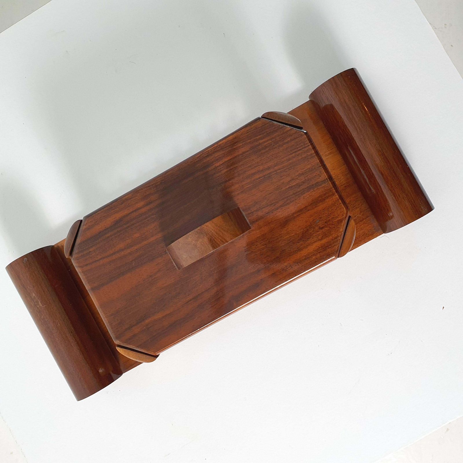 Art Deco Decorative Box In Walnut And Etched Glass Italy  Circa 1930 photo Home Decor